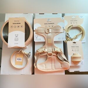 Wild One Dog Kit (Harness, Leash, Collar, Bowl, Toy) Tan New with Tags